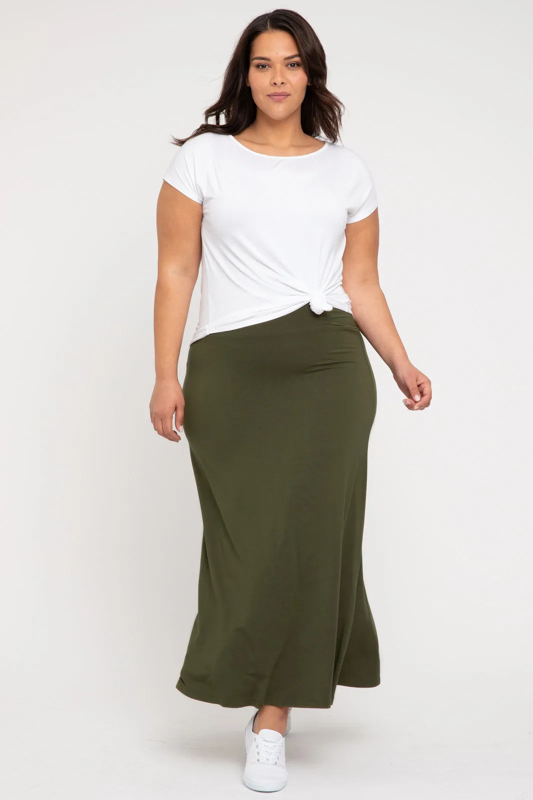 ARIANNA Bamboo Olive A-line Skirt