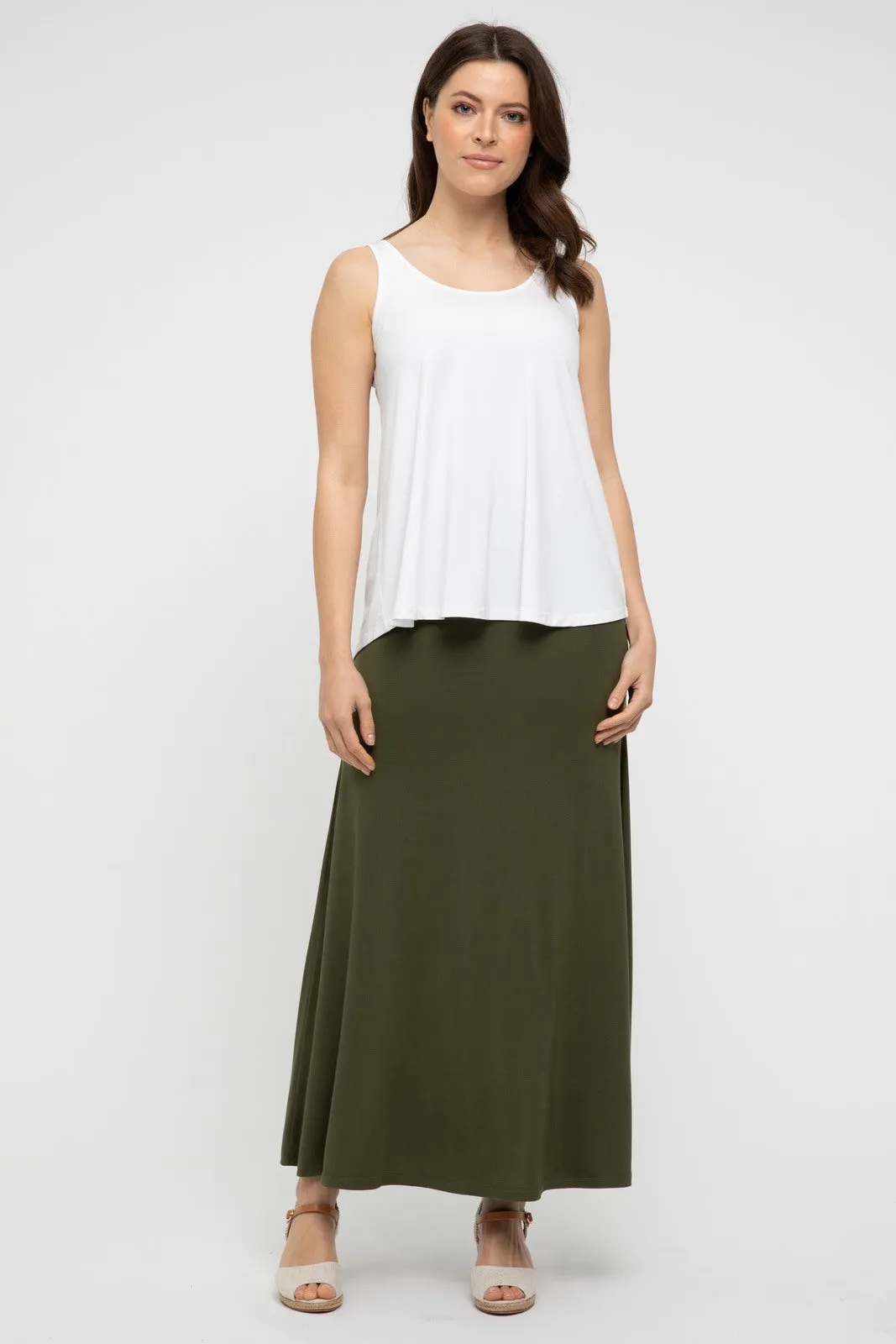 ARIANNA Bamboo Olive A-line Skirt