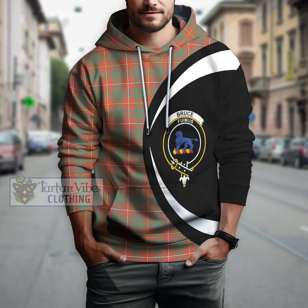 Bruce Ancient Tartan Hoodie with Family Crest Circle Style