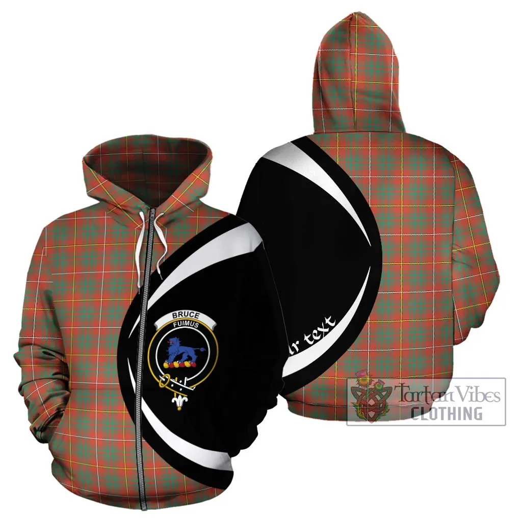 Bruce Ancient Tartan Hoodie with Family Crest Circle Style