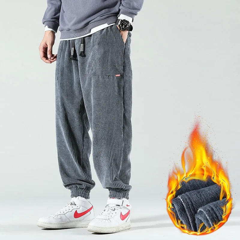Casual Corduroy Fleece Sweatpants For Men