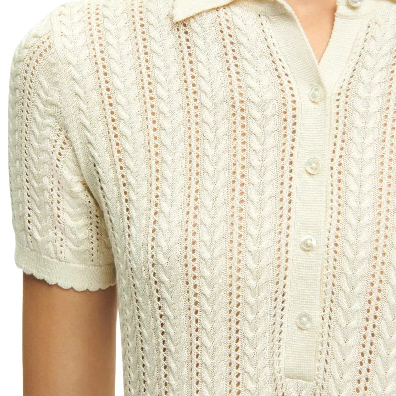 Custom Linen Knit Polo Sweater - Women's OEM/ODM Knitted Top