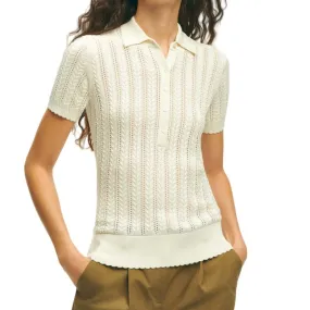 Custom Linen Knit Polo Sweater - Women's OEM/ODM Knitted Top