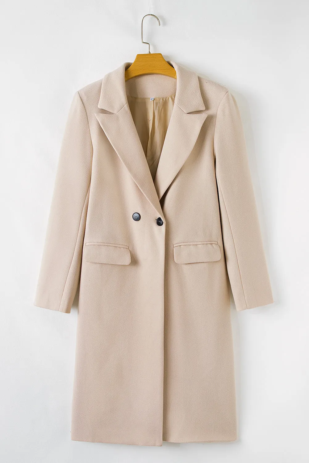Dark Khaki Single Breasted Lapel Collar Flap Pocketed Overcoat