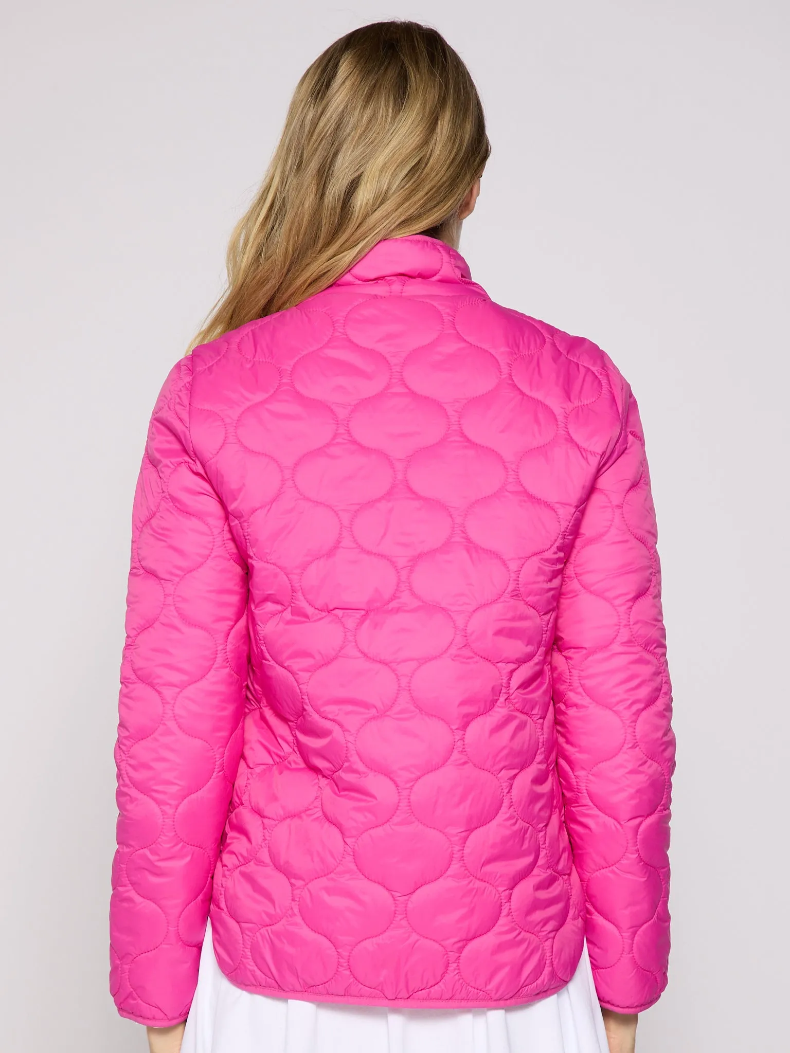 Double Zipper Padded Jacket In Hot Pink