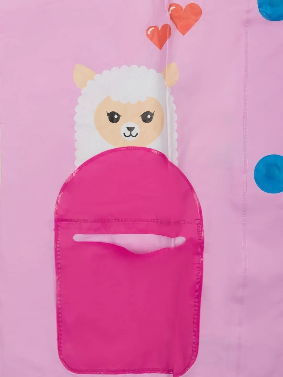 Enchanted Llama Pink Raincoat for Girls with Cute Ear Details and Colorful Pockets