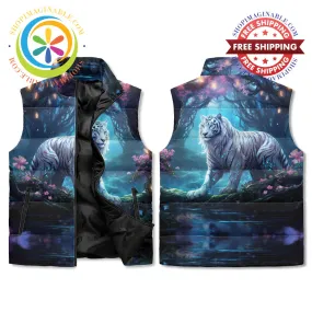 Enchanted White Tiger Puffer Vest