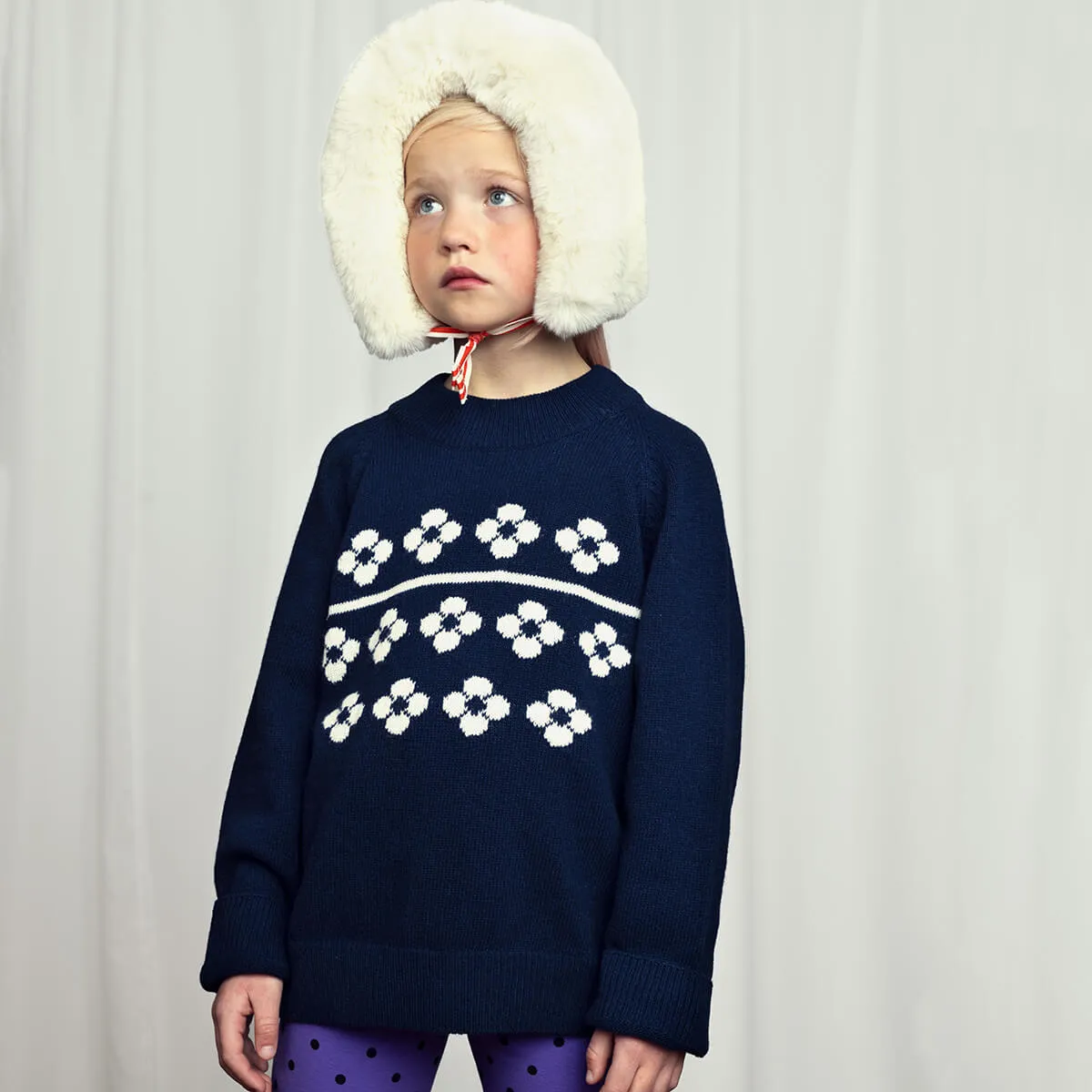Flowers Knitted Wool Sweater by Mini Rodini