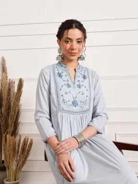 Frost Collared Long Kurta Plus Size
