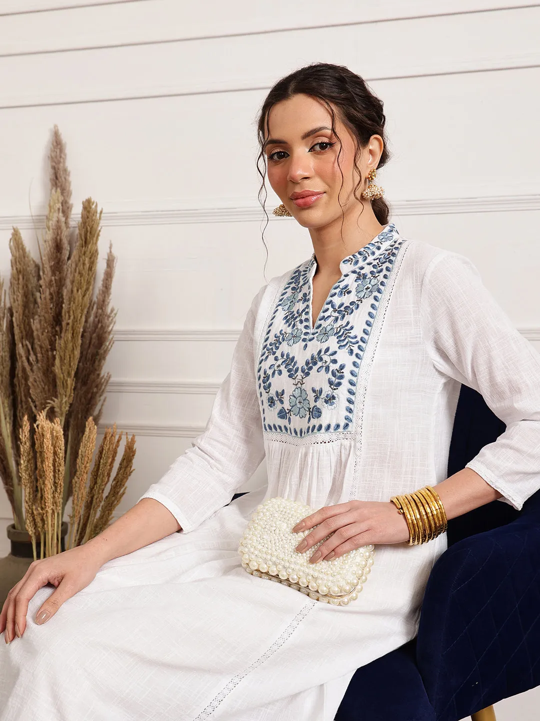 Frost Collared Long Kurta