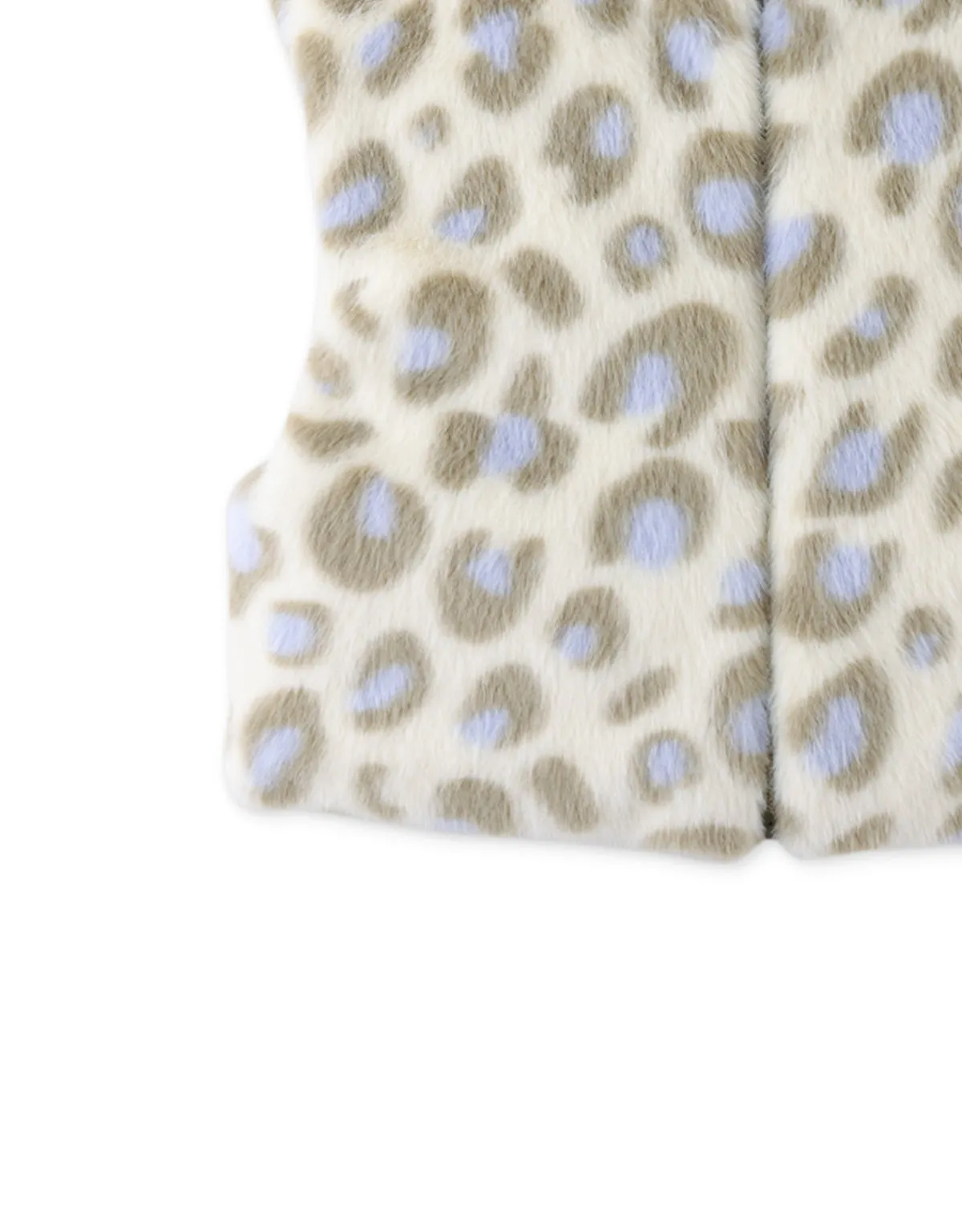 GIRLS PRINTED FUR VEST WITH WITH ZIP UP STAND COLLAR
