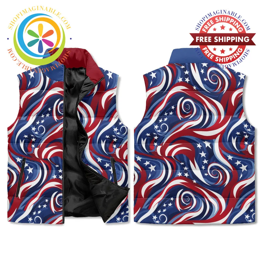 Let Freedom Ring! Unisex Zip Up Puffer Vest