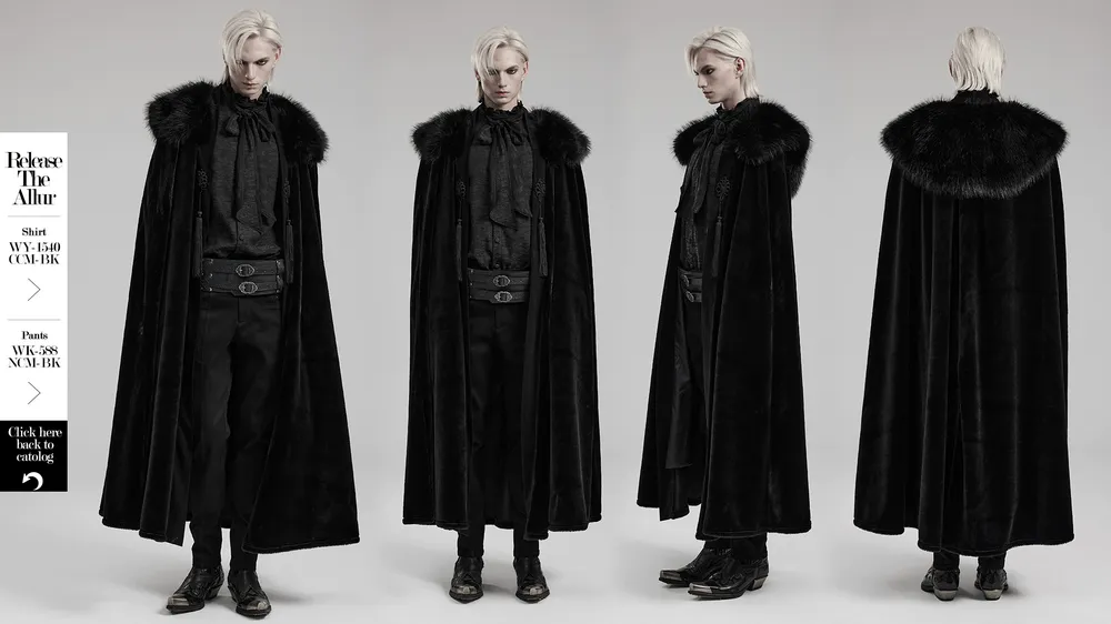 Lux Velvet Gothic Cloak with Fur Collar and Tassels