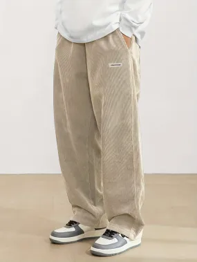 Mens Relaxed Corduroy Pants - Comfortable & Durable with Roomy Pockets - Adjustable Drawstring Waist for Urban Style & Outdoor Fun - Rich Solid Colors - Effortless Casual Wear