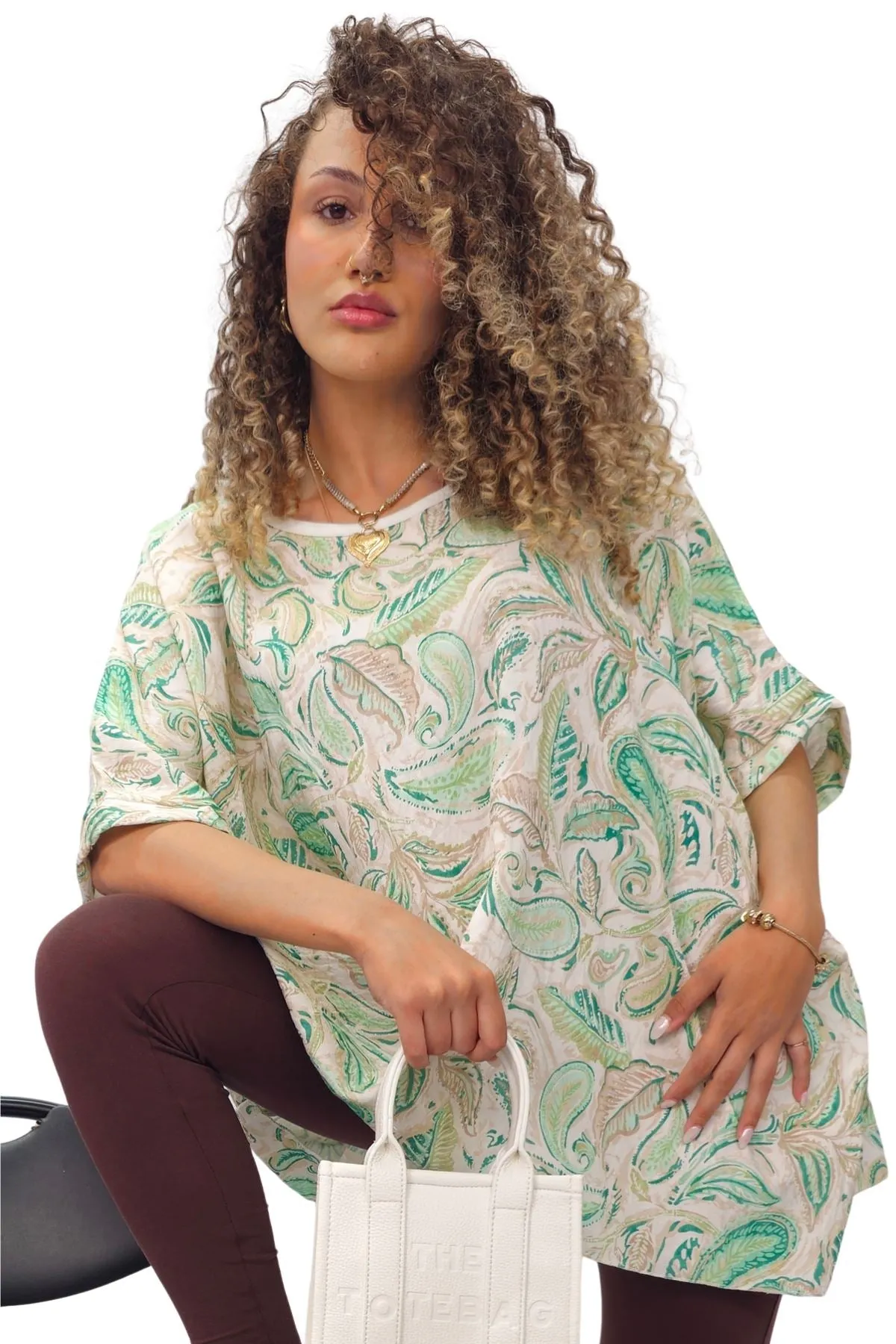 Paisley Print Oversized Tunic Top