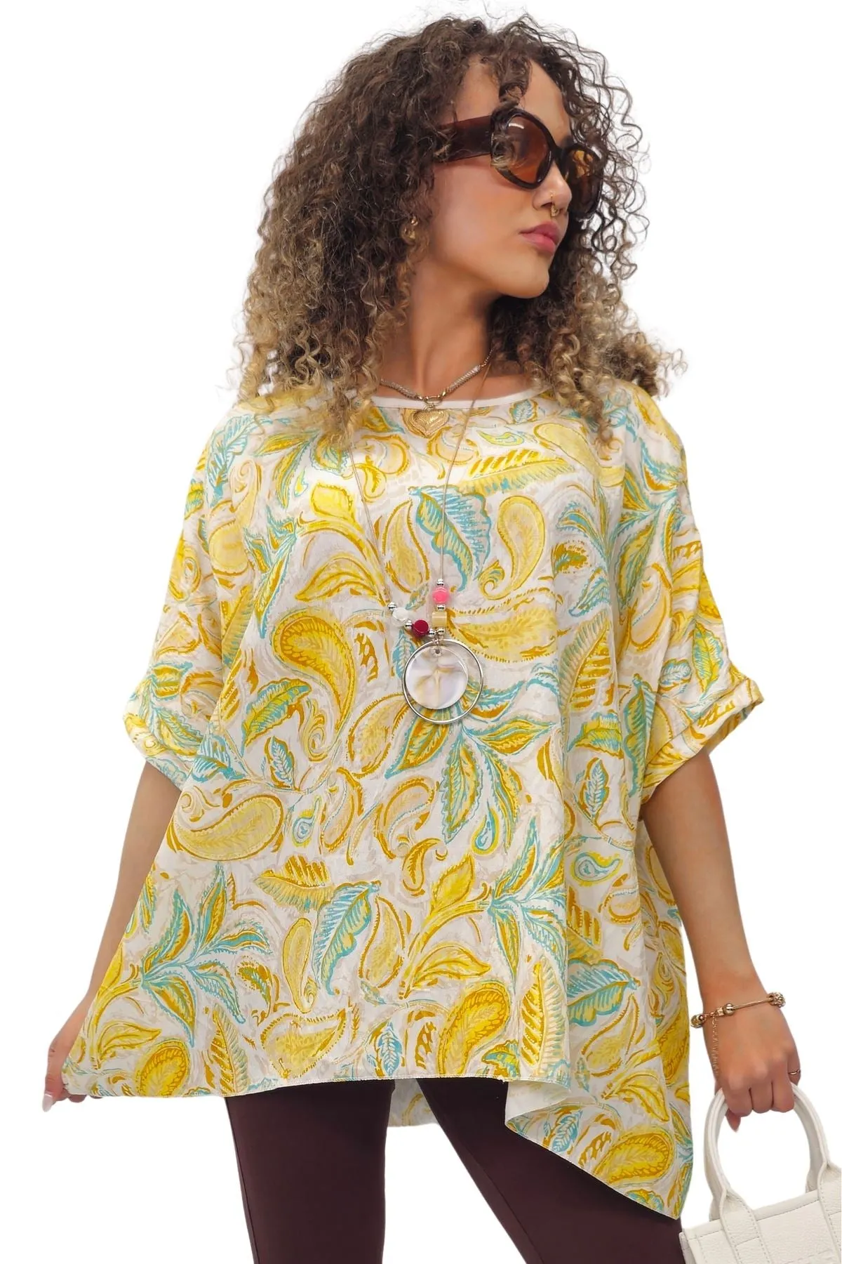 Paisley Print Oversized Tunic Top