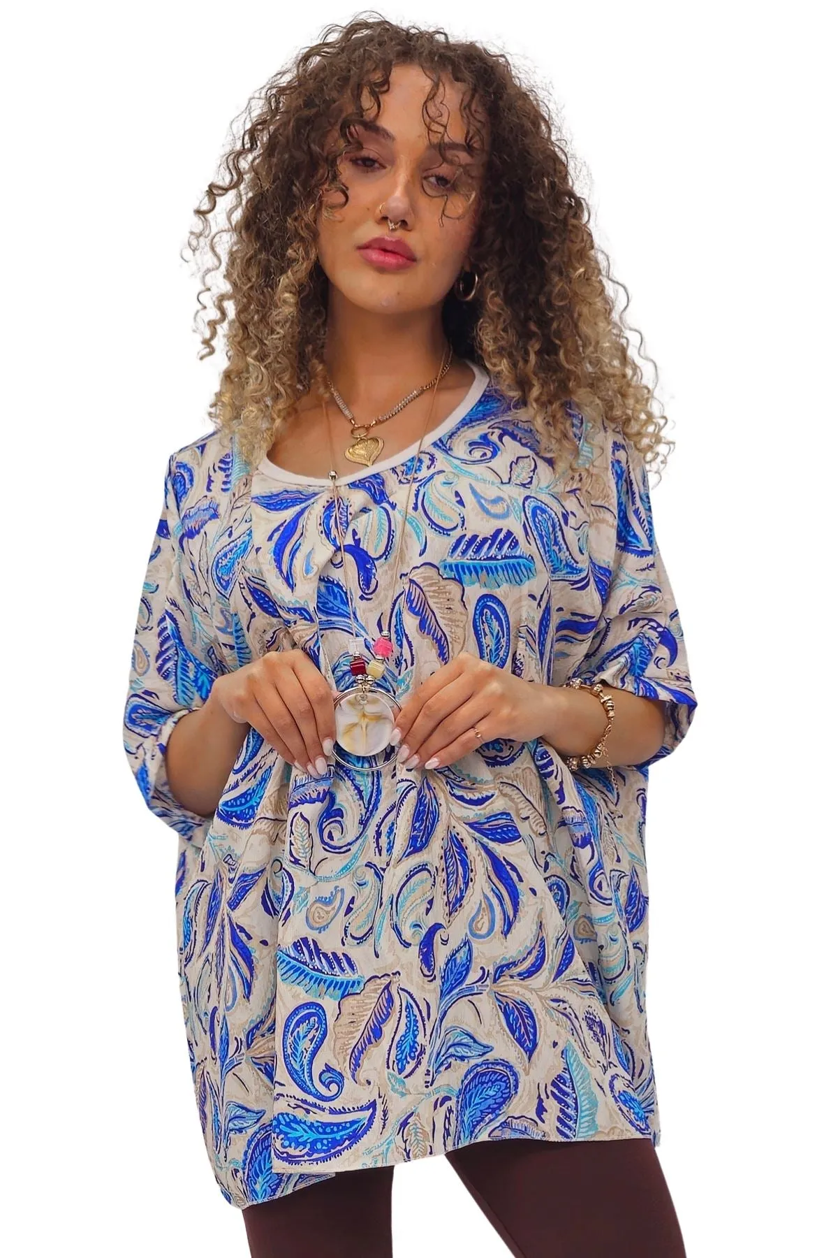 Paisley Print Oversized Tunic Top
