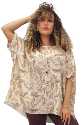 Paisley Print Oversized Tunic Top