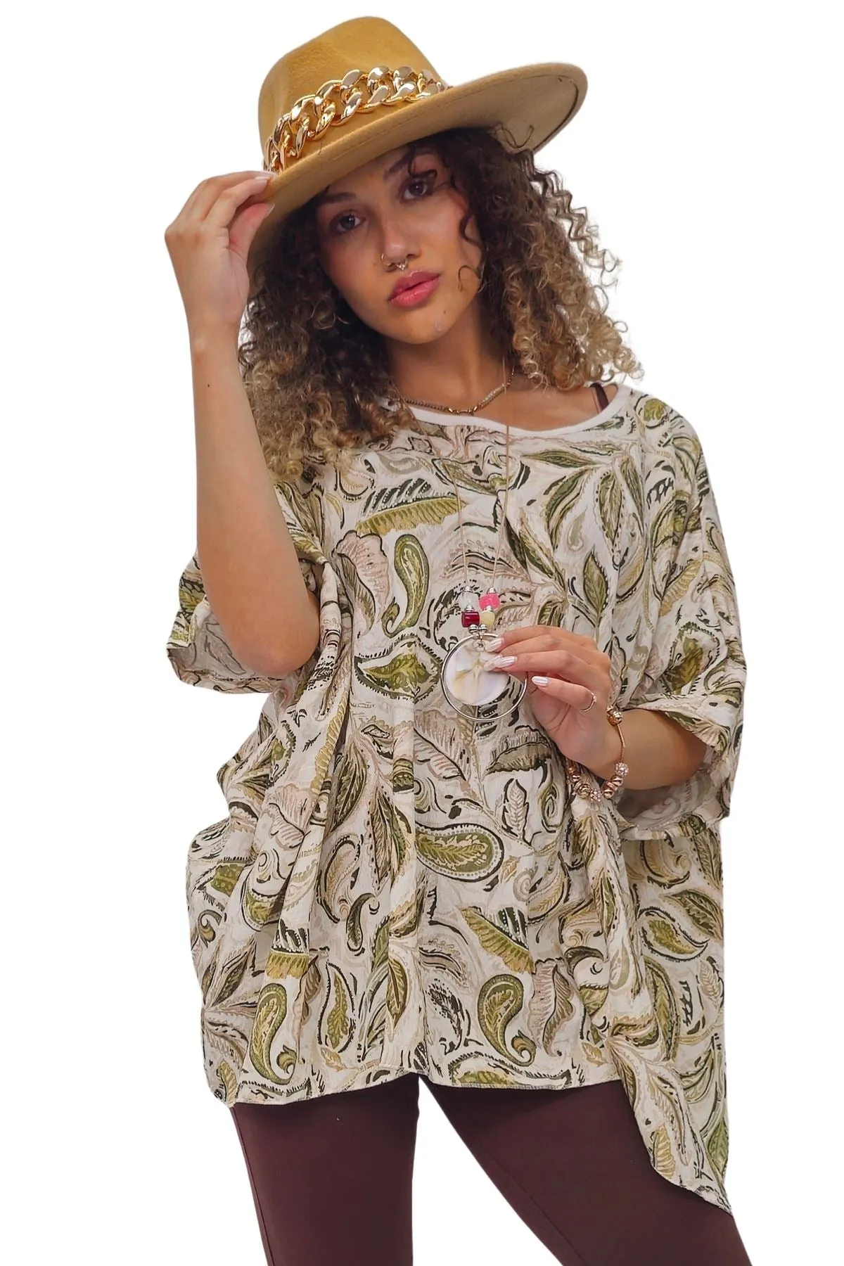 Paisley Print Oversized Tunic Top