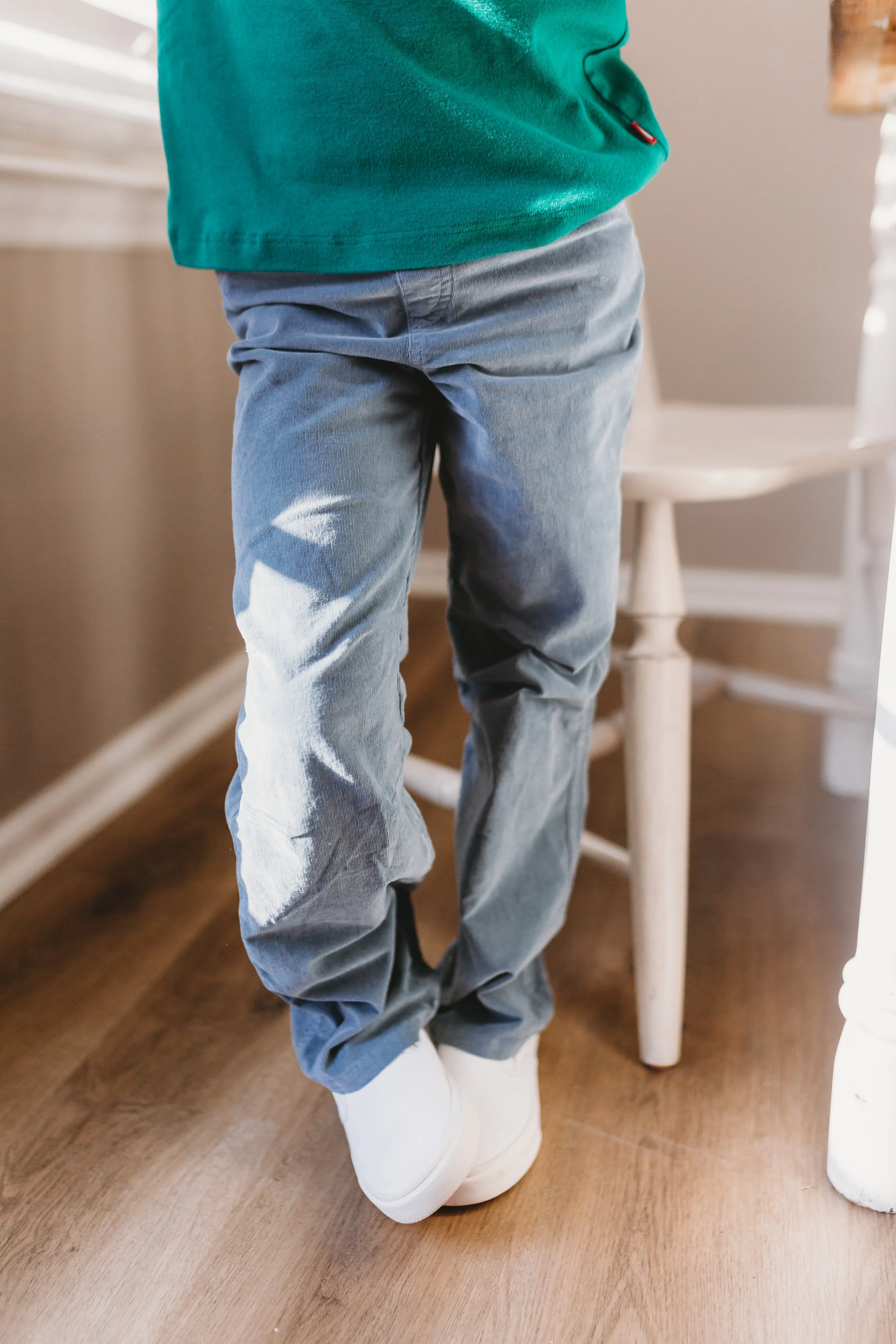 Soft Stretch Cord Pants With Knee Articulation - Matching Stitch | Dark Red