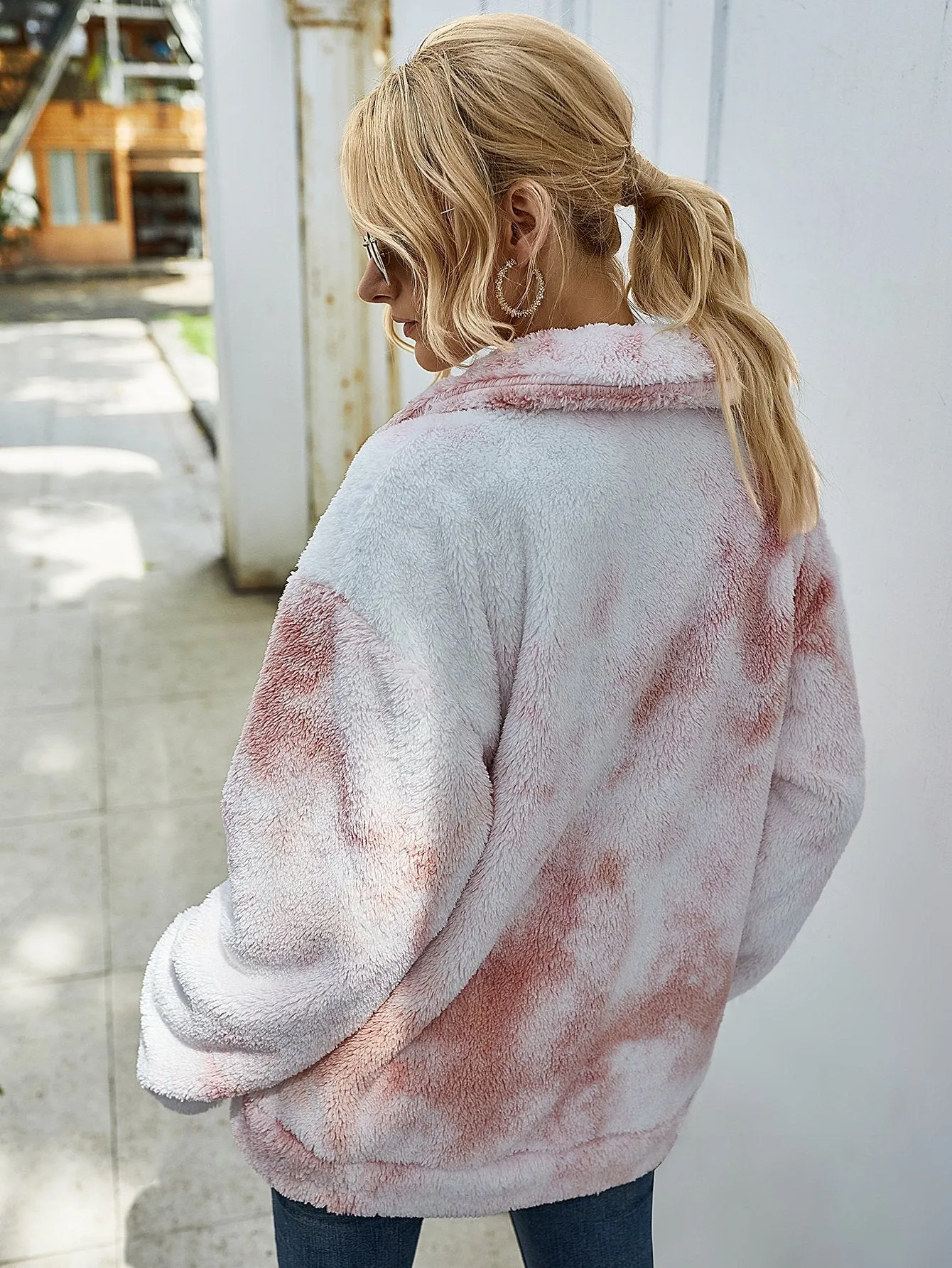 Tie Dye Plüsch Lange Ärmel Jacke