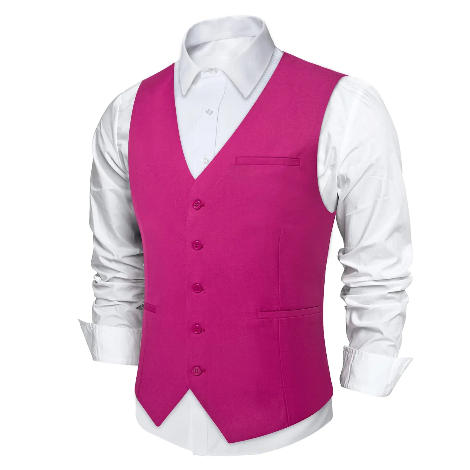 Ties2you Work Vest Hollywood Cerise Pink Solid Silk Dress Tuxedo Vest for Men