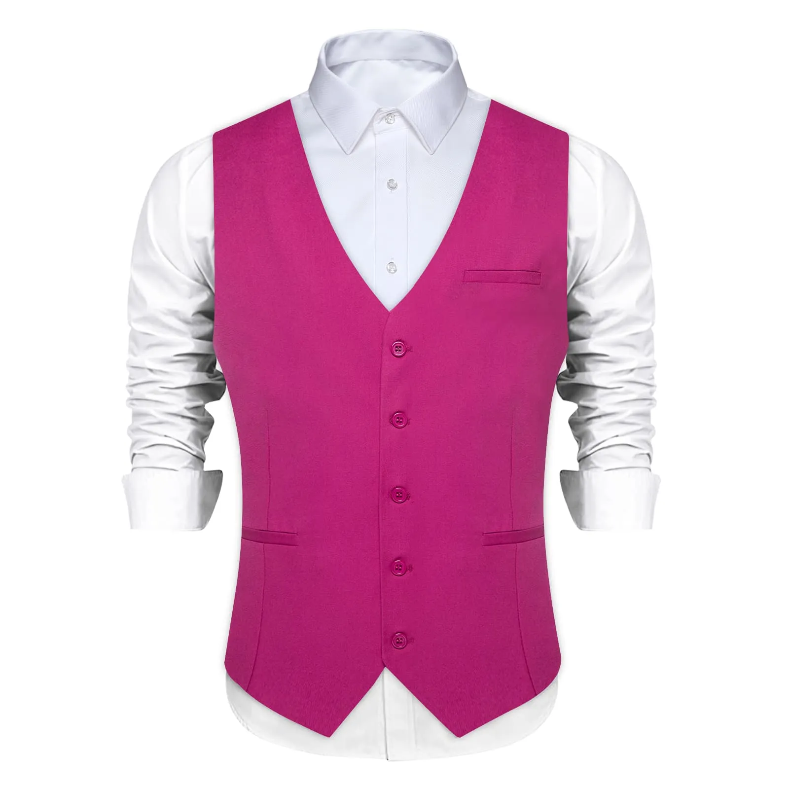 Ties2you Work Vest Hollywood Cerise Pink Solid Silk Dress Tuxedo Vest for Men