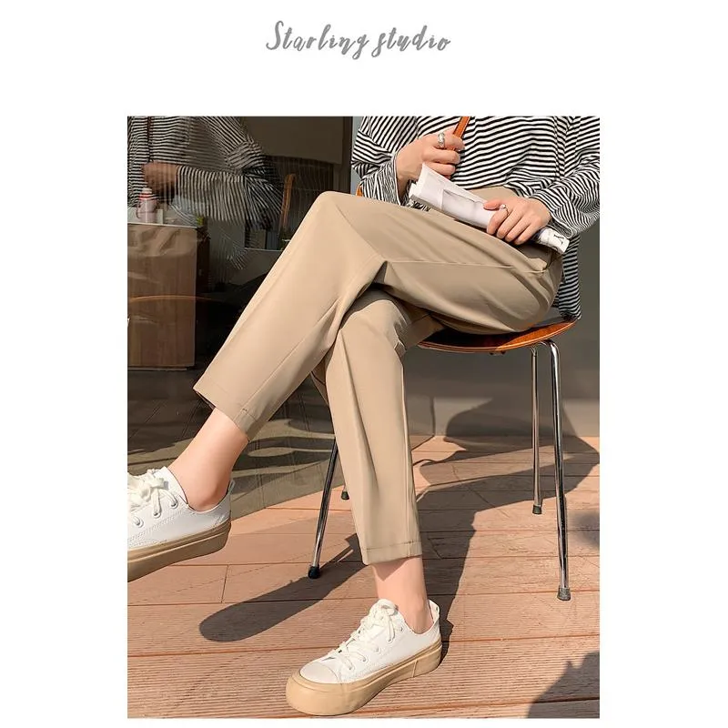 Trousers Versatile Draping High-Waisted Loose Fit Slimming Pants