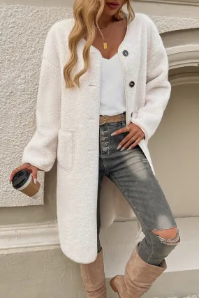 Winter Layering Long Textured Teddy Coat