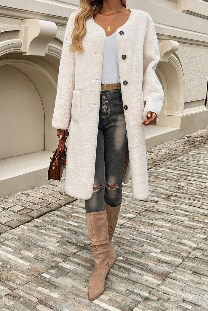 Winter Layering Long Textured Teddy Coat