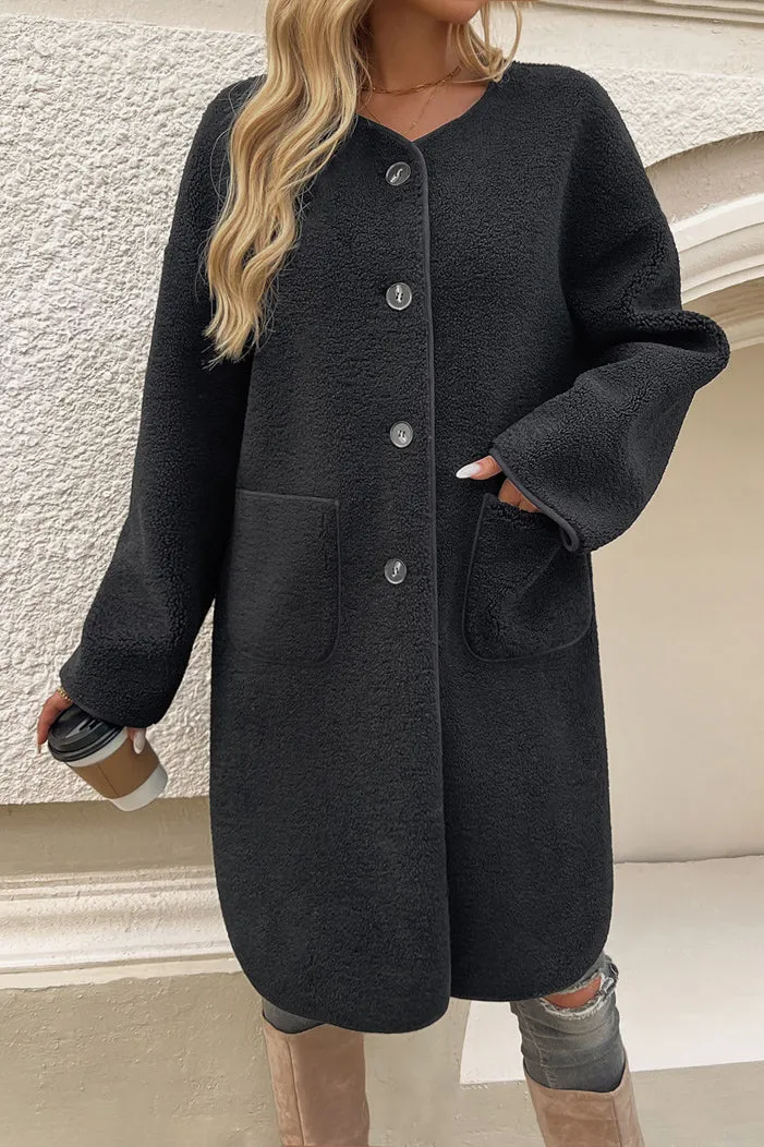 Winter Layering Long Textured Teddy Coat