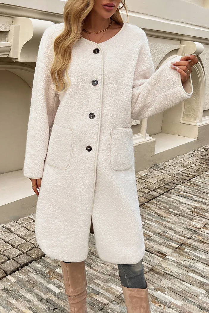 Winter Layering Long Textured Teddy Coat