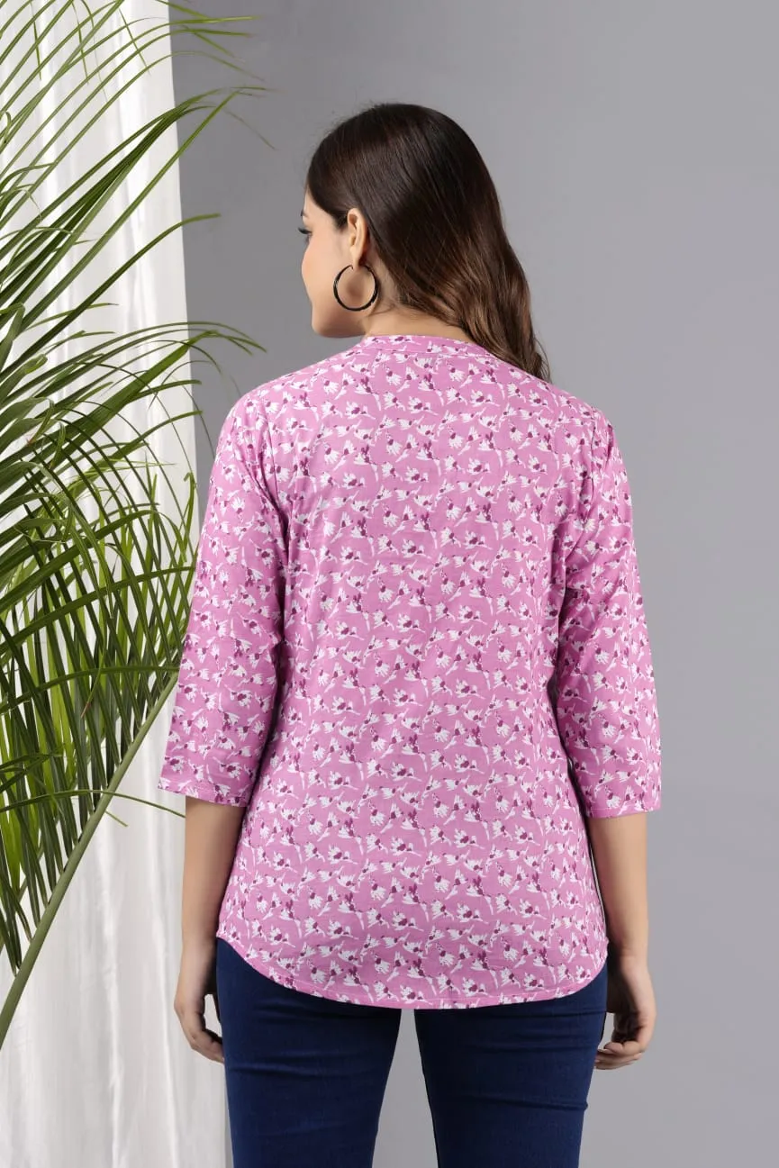 Women Purple Cotton Printed Tunic