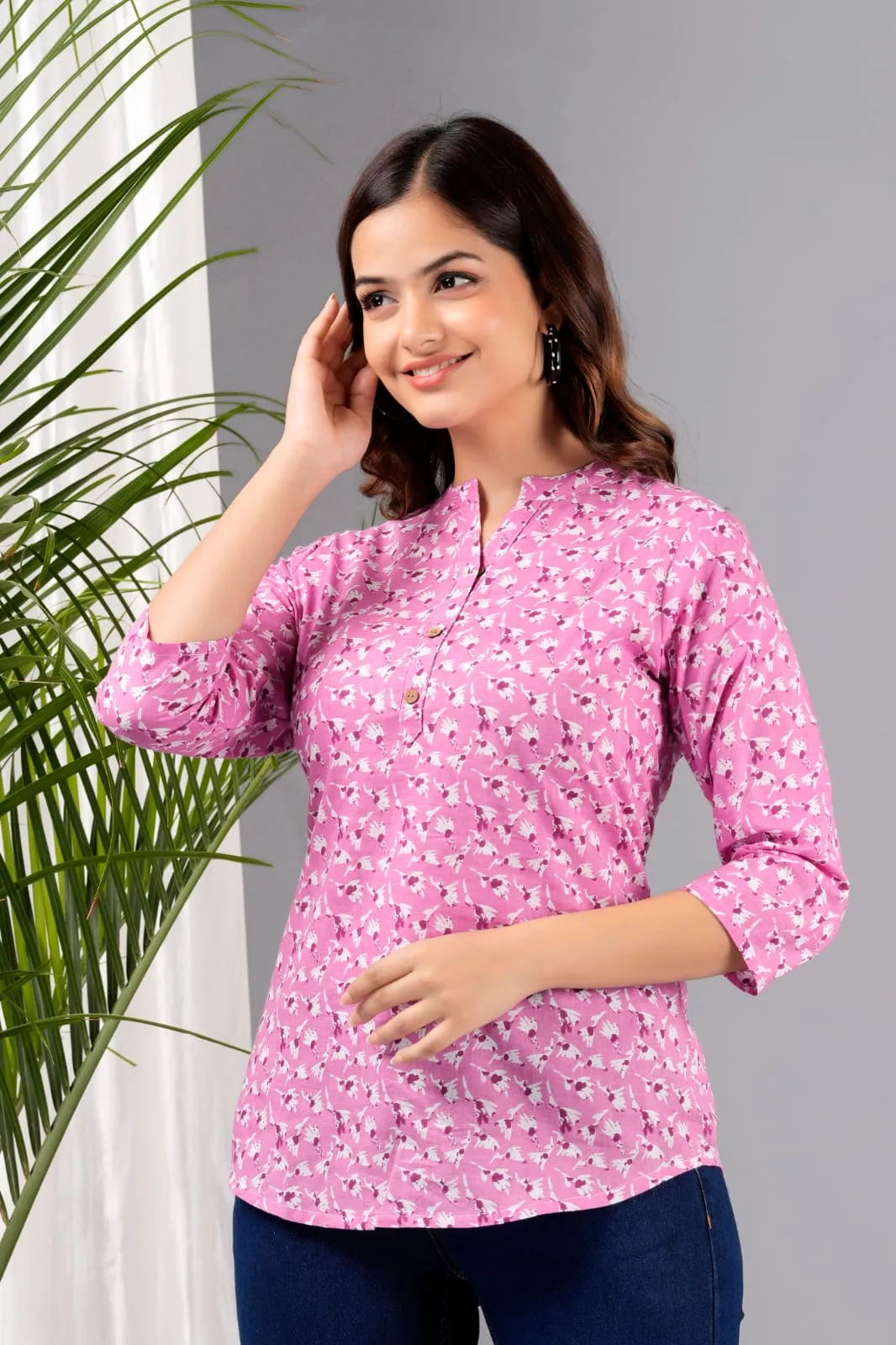 Women Purple Cotton Printed Tunic