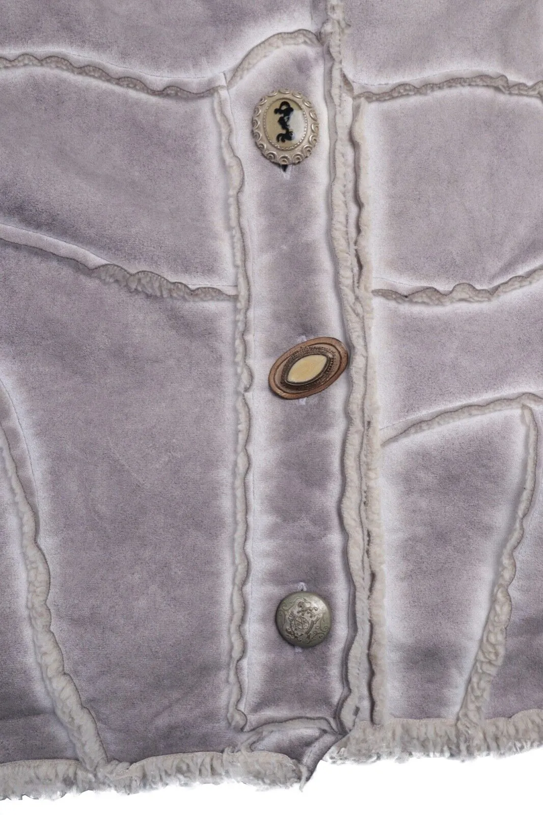 Women's Elisa Cavaletti Grey Cotton Faux Shearling Coat Jacket Size ~ L