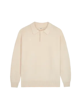 Womens Recycled Cashmere Polo Sweater—ecru ivory