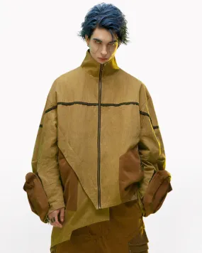 XIPHEVIL Cyberpunk Outfits Sandstone Asymmetrical Jacket