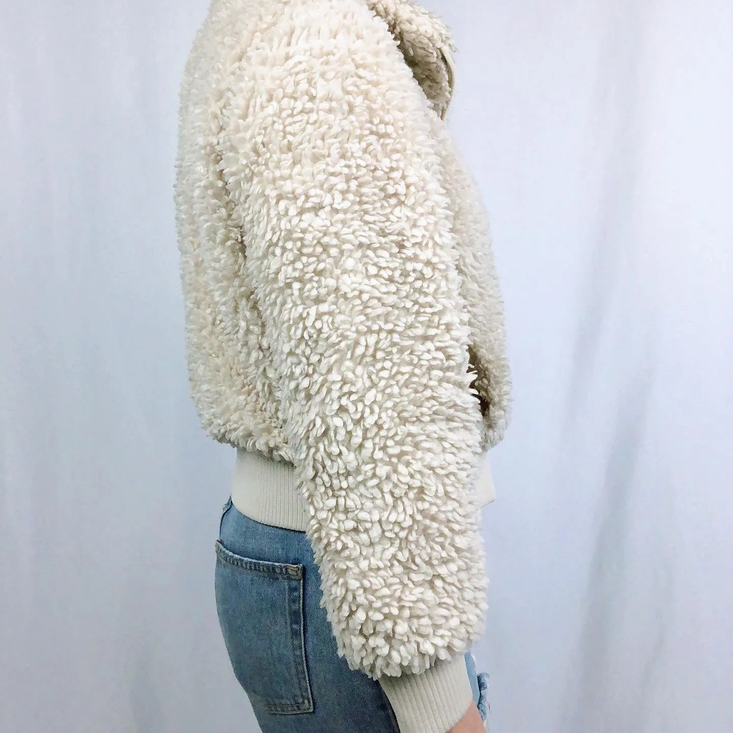 Zara Cream Zip-up Teddy Coat