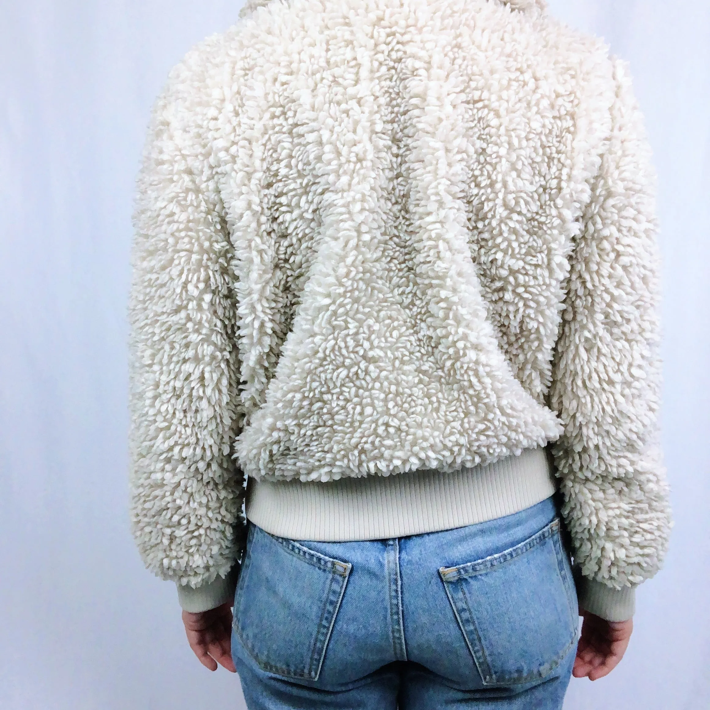Zara Cream Zip-up Teddy Coat